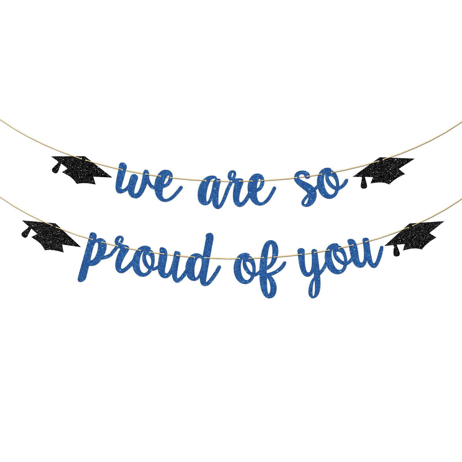 We are So Proud of You Banner, Graduation Party Decorations, Congrats Grad Party Decorations Supplies, Class of 2023, Blue＆Black Glitter
