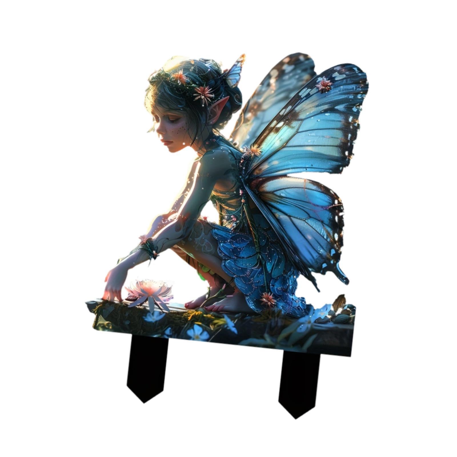 MERISHOPP Fairy Garden Stake 2D Creative Flower Pot Stake for Flower Beds Garden Patio| Wooden Plaque | Wall Hanging Sign | Decorative Sign-image-24
