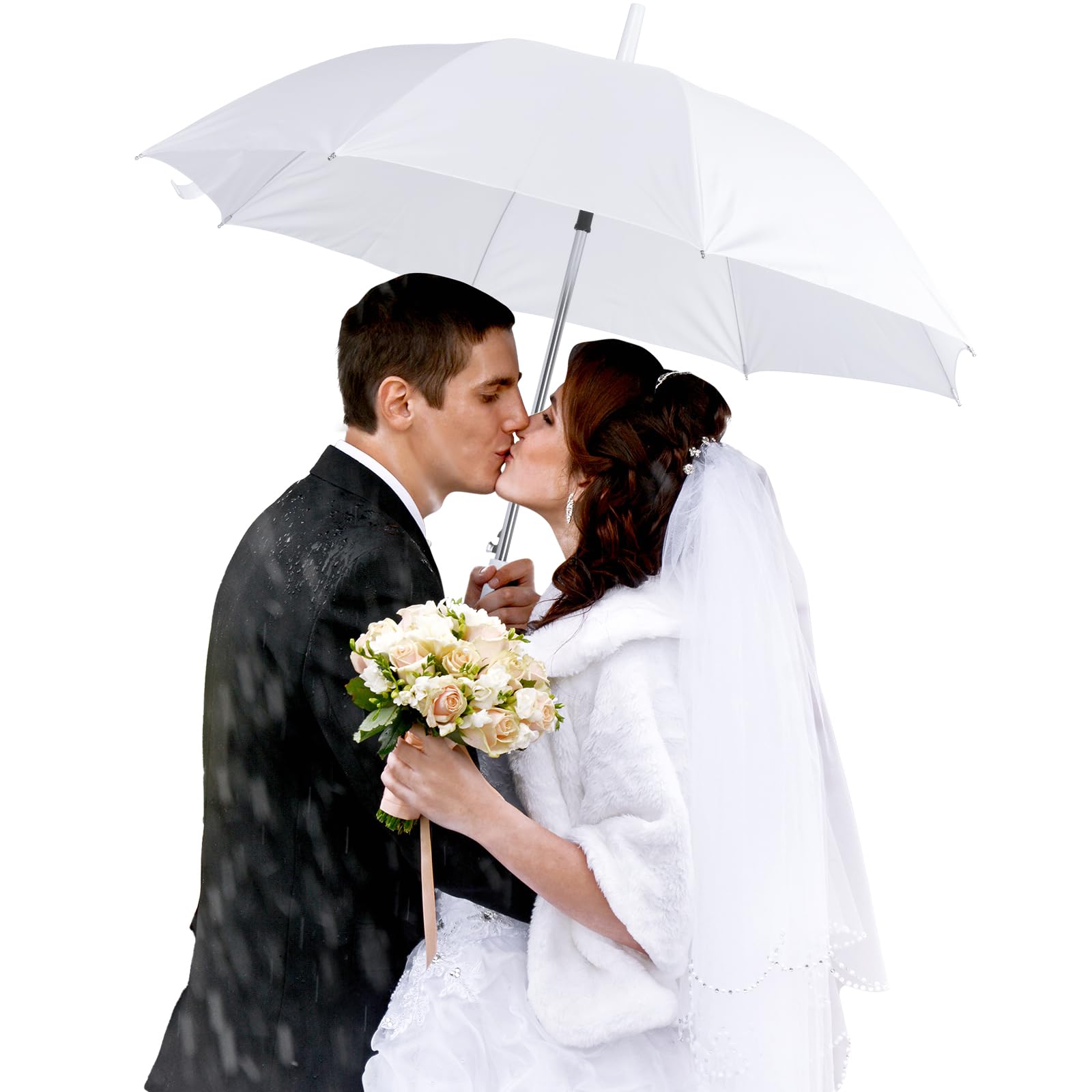 set of 1 Bulk Stick Umbrellas with J Hook Handle 47 inch Large Windproof Auto Open Pongee Umbrella for Women Men Rainy Sunny Wedding and Events