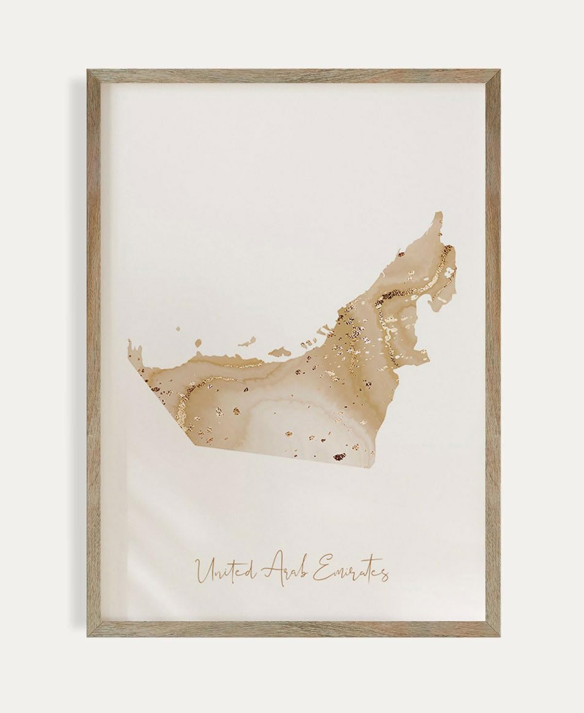 MG Global Modern Poster of united arab emirates shades of beige and gold | 11x17 12x18 16x24 24x36 Minimalism Unframed Hometown City Print Wall Art | Minimalist Home Office Decor for Gift