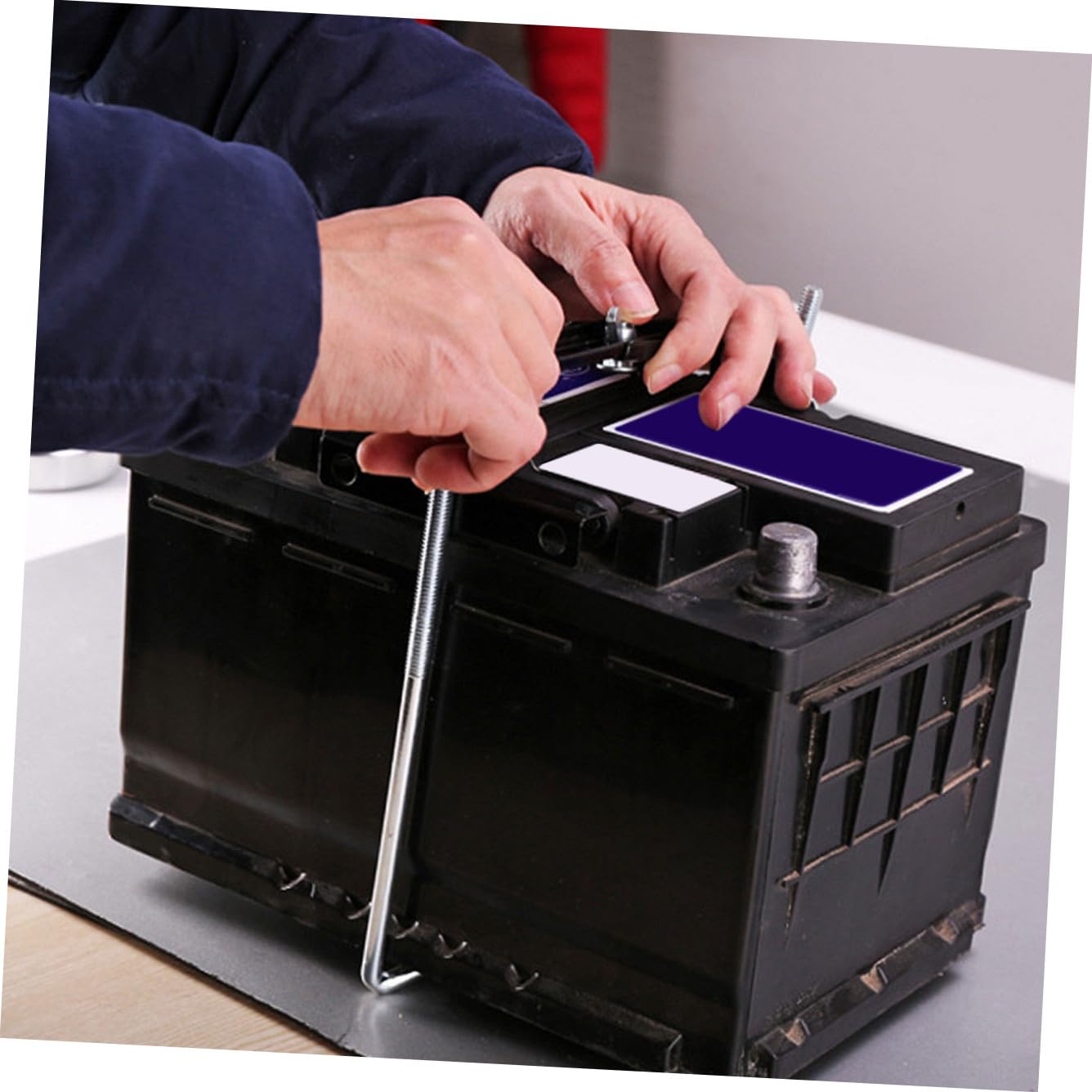 Support de Batterie Automobile Kit de Support Rangement pour Batterie de Voiture Fixation Voiture de Fixation