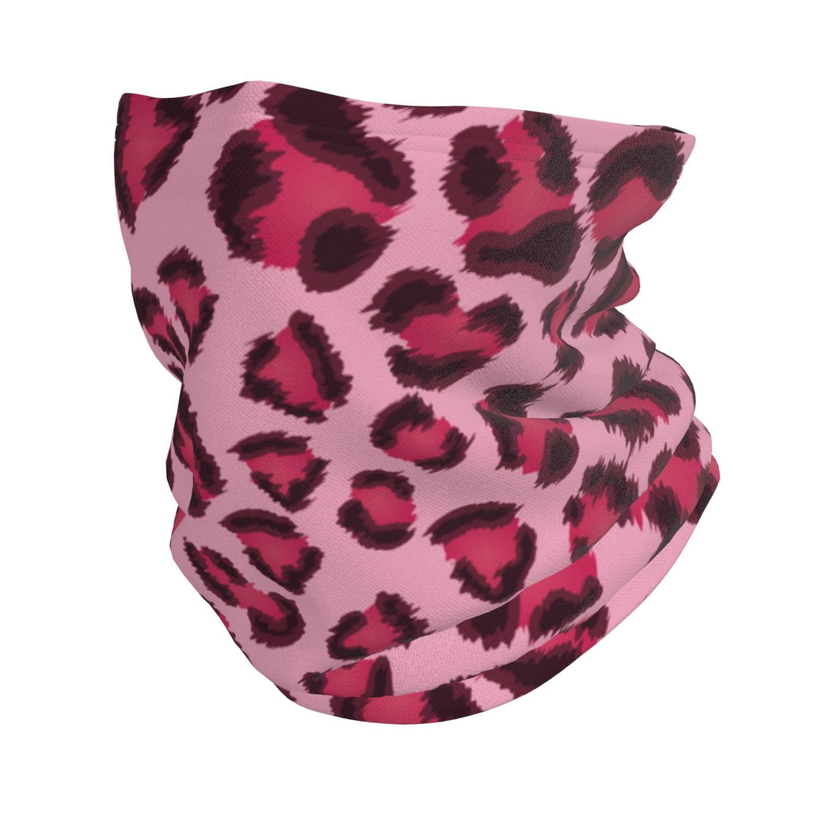 Hyaszst Unisex As Picture Bandana Multifunctional Headwear Scarf Face Shield Neck Warmer Tube,Leopard Print Leopard Print Pink