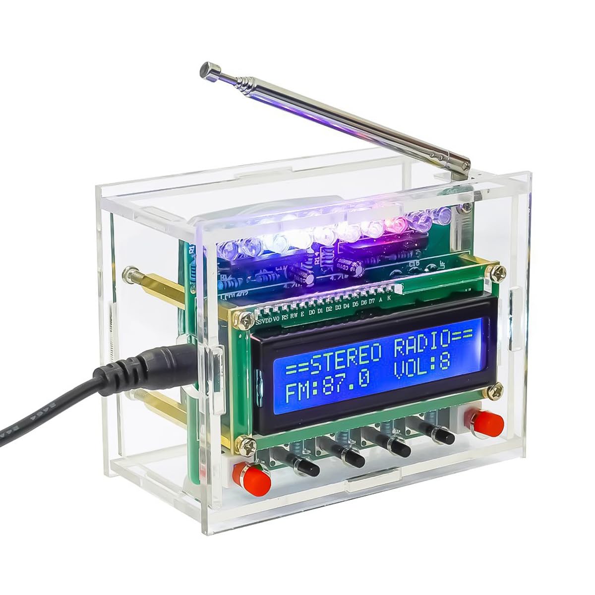Kit de Radio FM Proyectos de Soldadura de Bricolaje Radio FM 87-108MHz Kit de práctica de Soldadura Pantalla LCD1602 para Aprendizaje Enseñanza Educación Stem Bricolaje