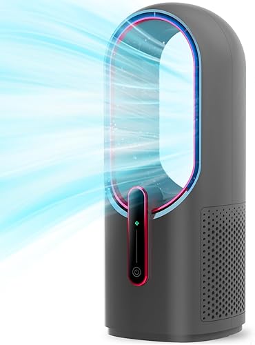 Misby Ventilador sin aspas ventilador de escritorio portátil con opciones de 3 velocidades ventilador personal pequeño y silencioso sin hojas