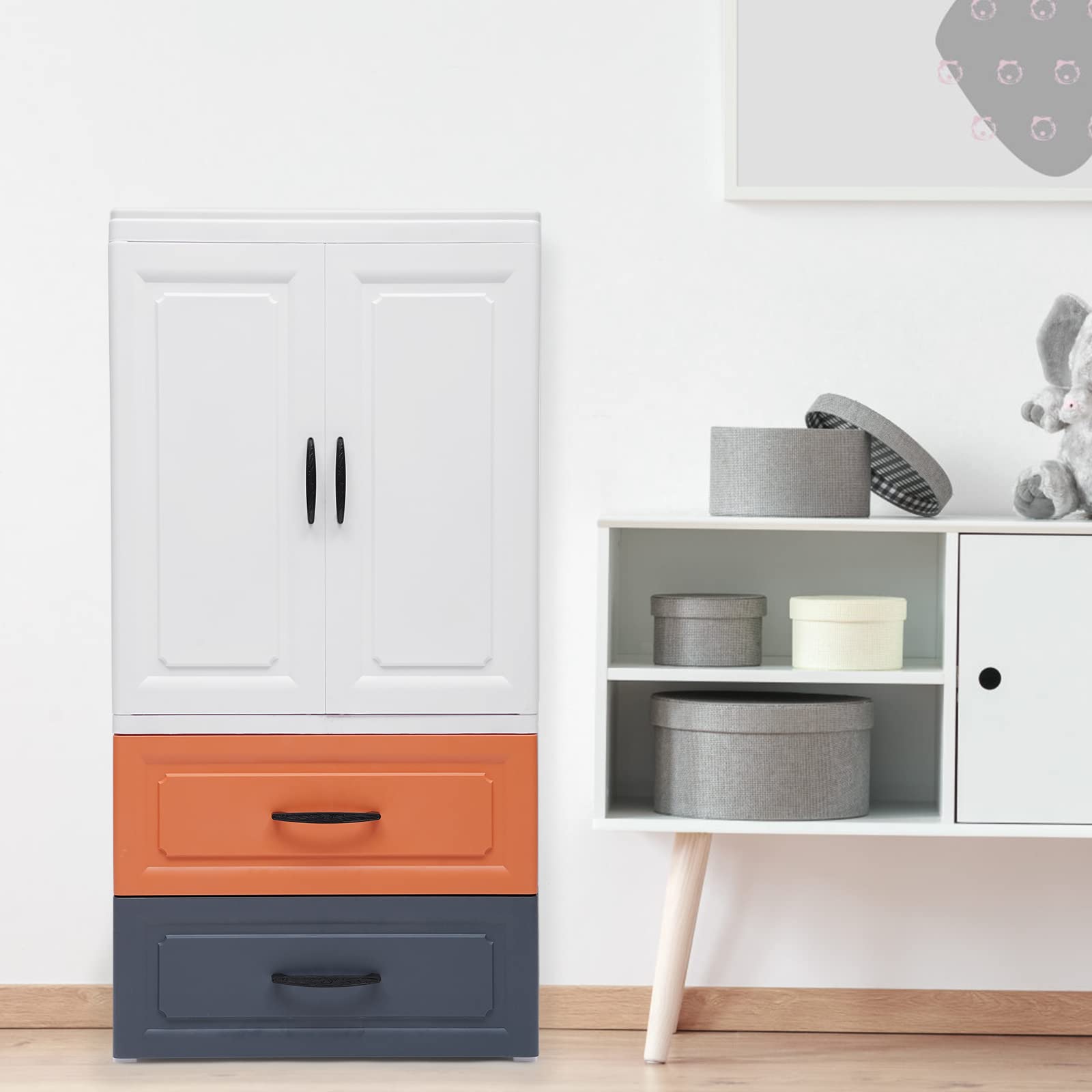 SuiYuLn Plastic Storage Cabinet,Tall Standing Dresser,5 Layers Storage Organizer with Drawers,Colorful Drawers Chest Organizer for Playroom/Bedroom (Small)