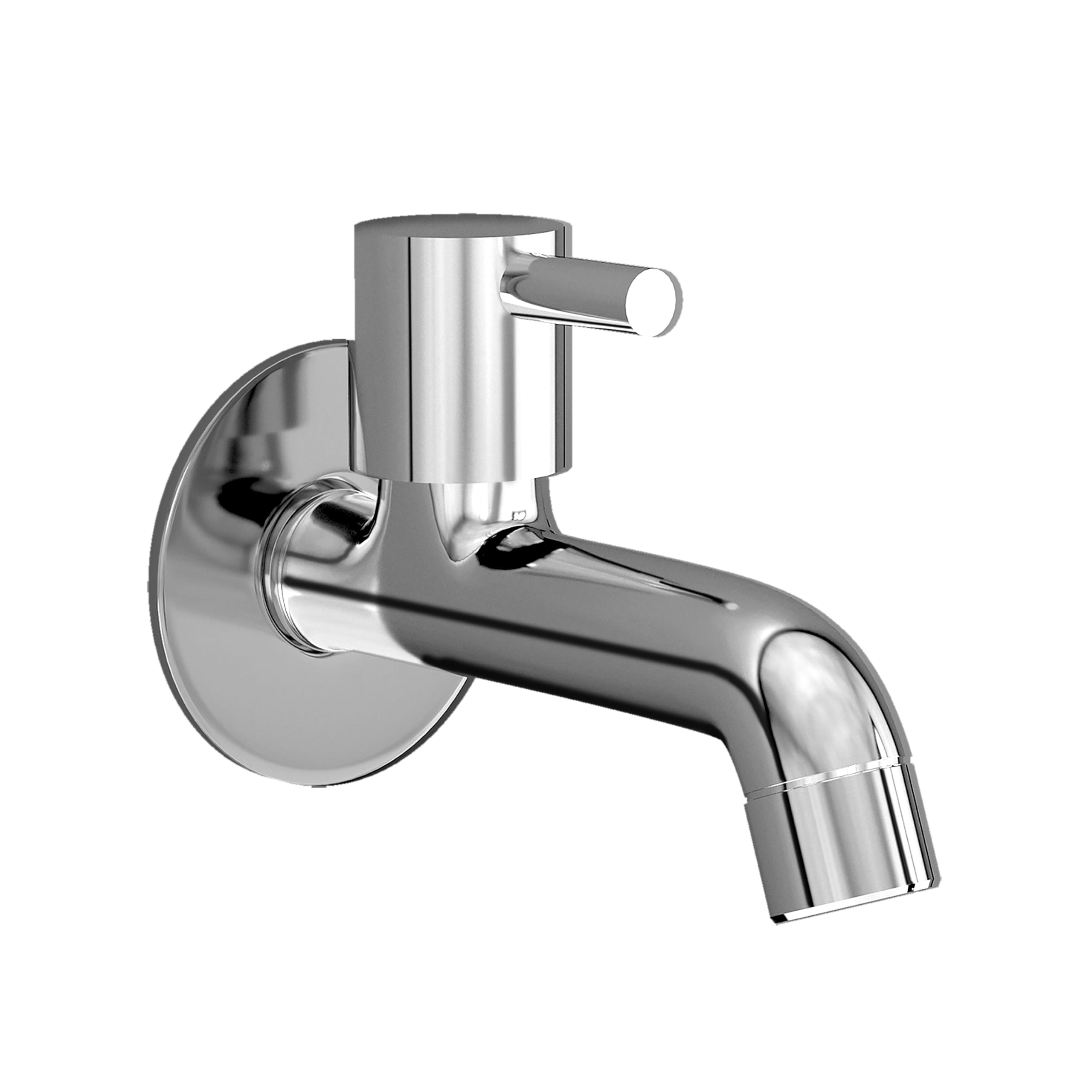 Plantex Long Body Bib Cock for Bathroom with Water Saving Aerator/Brass Spindle Bib Tap with Wall Flange and Teflon Tape for Bathroom (MKS-1272-Chrome)