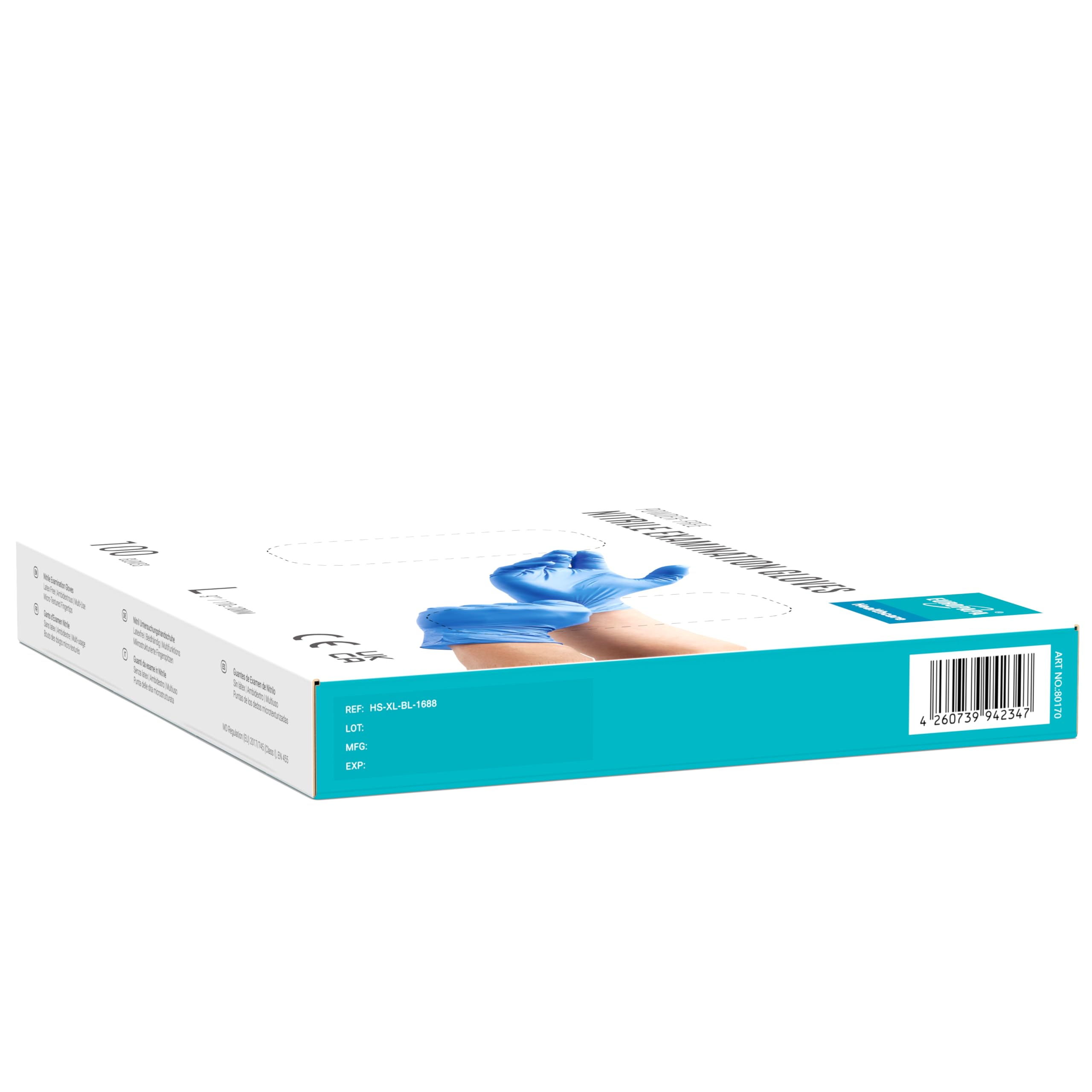 EUROPAPA® 2000 Stück (20x100) Nitrilhandschuhe Box Einweghandschuhe, Einmalhandschuhe, Untersuchungshandschuhe, puderfrei, ohne Latex, unsteril, latexfrei, disposible gloves (L, Ocean Blau)