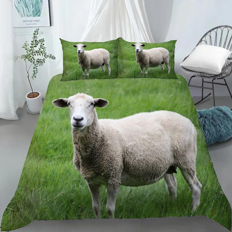 Funda nórdica ovejitas verdes microfibra suave 155x220 juego de cama infantil 90