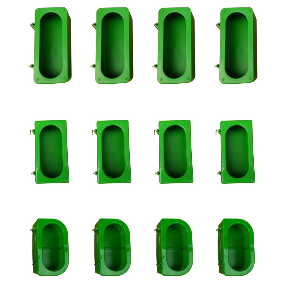 Mangeoires à Oiseaux Faciles à Nettoyer et Remplir Lot de 12 en Plastique Vert pour Perruches et Petits Oiseaux en Cage