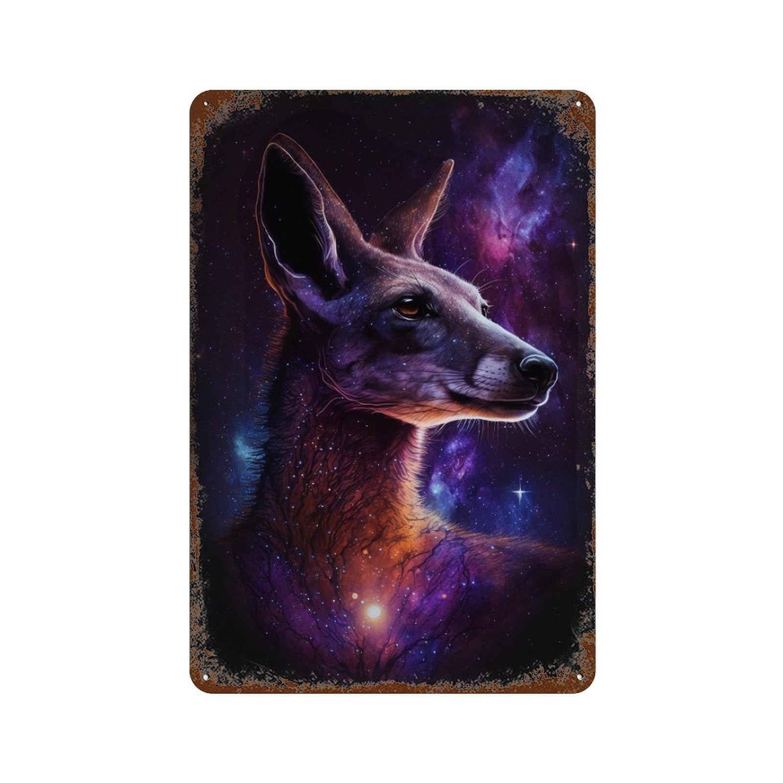 Vintage Metal Tin Sign Galactic Kangaroo Portrait 11.8"x7.9", Classic Wall Plaque for Farmhouse, Kitchen And Entryway Decor