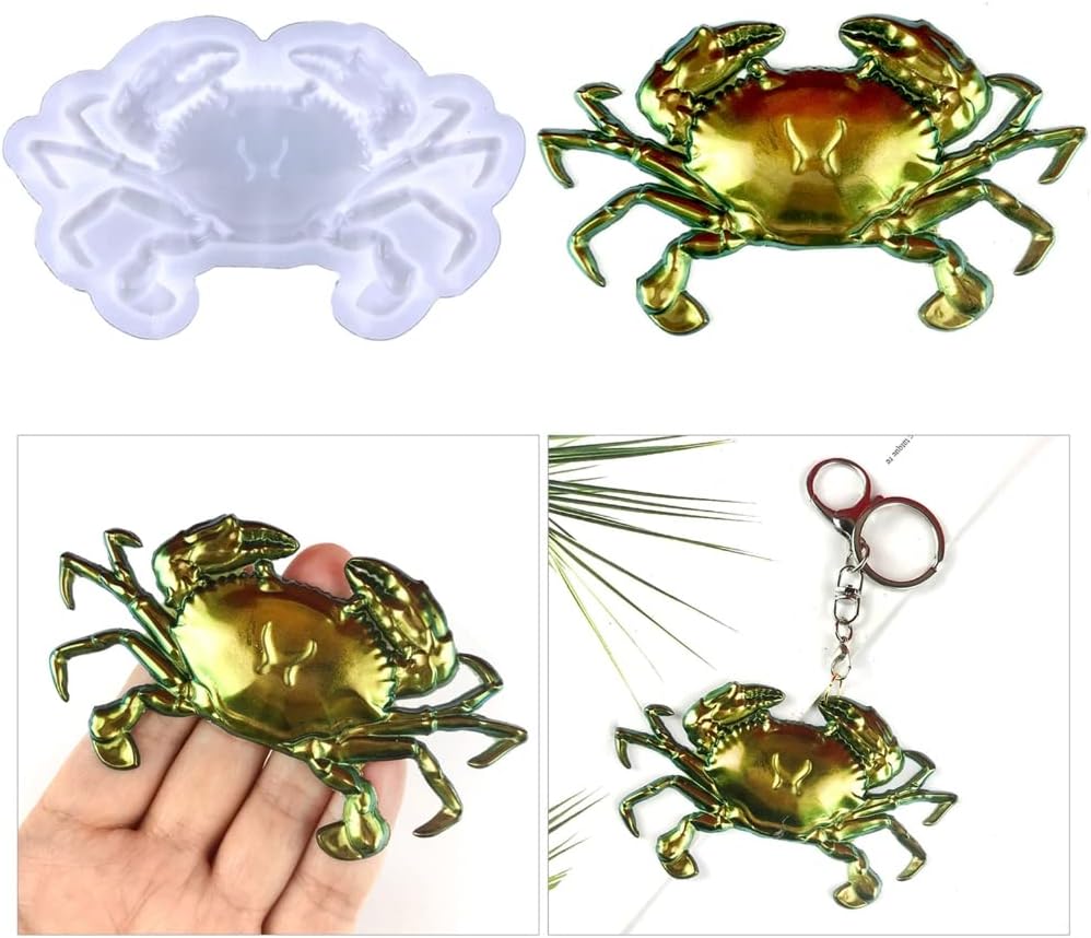 Resin Molds Crab Silicone Mold Marine Life Ocean Animal Epoxy Resin Casting Molds Crab DIY Keychain Jewelry Craft Making