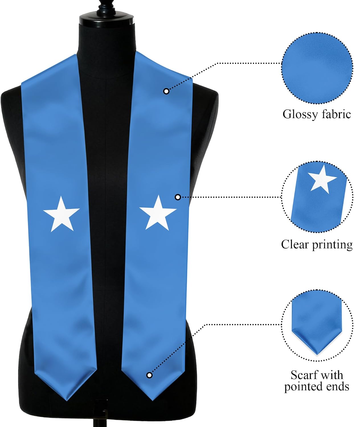Somalia Flag Graduation Stole, Somalia Graduation Sash Scarf for Study Aboard International Students