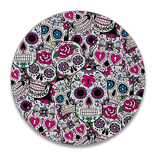 Yeuss Gaming Round Tapis de Souris Love After I Dead Flower Heart and Skull, Abstract Cool Skull Heap Mouse Pad Rectangle Caoutchouc antidérapant Souris Tampon (20cm)
