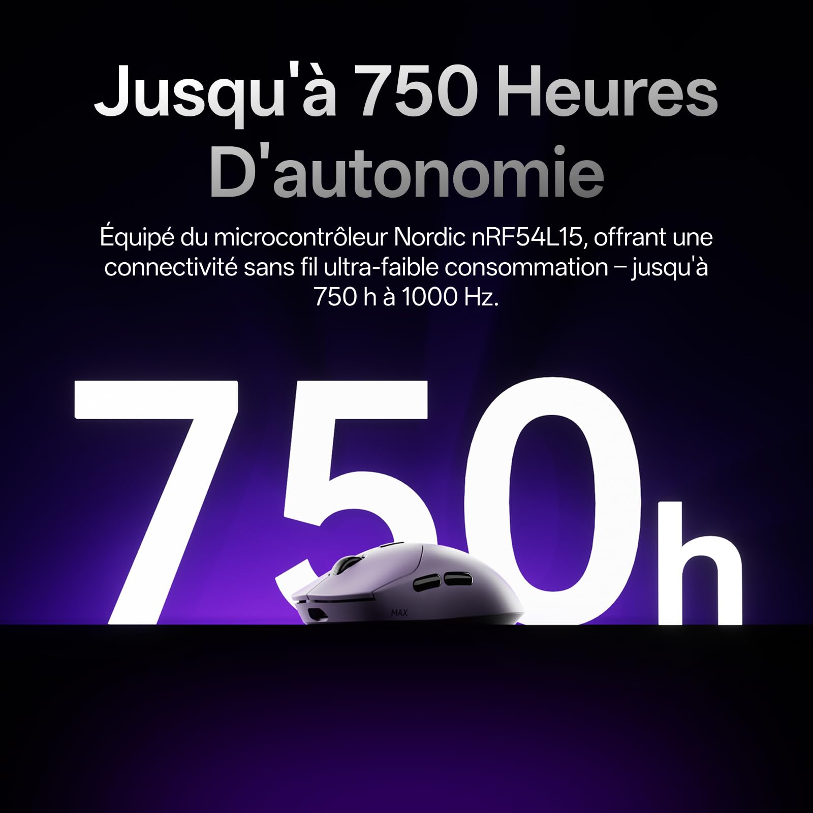 Rapoo VT2 Max Souris Gamer sans Fil, Capteur Optique 30K, Polling Rate Réel de 8000 Hz, Ultralégère 53g, 750 h d'autonomie, Jusqu'à 120 Millions de Clics, 10 Boutons Programmables avec Macros, Violet