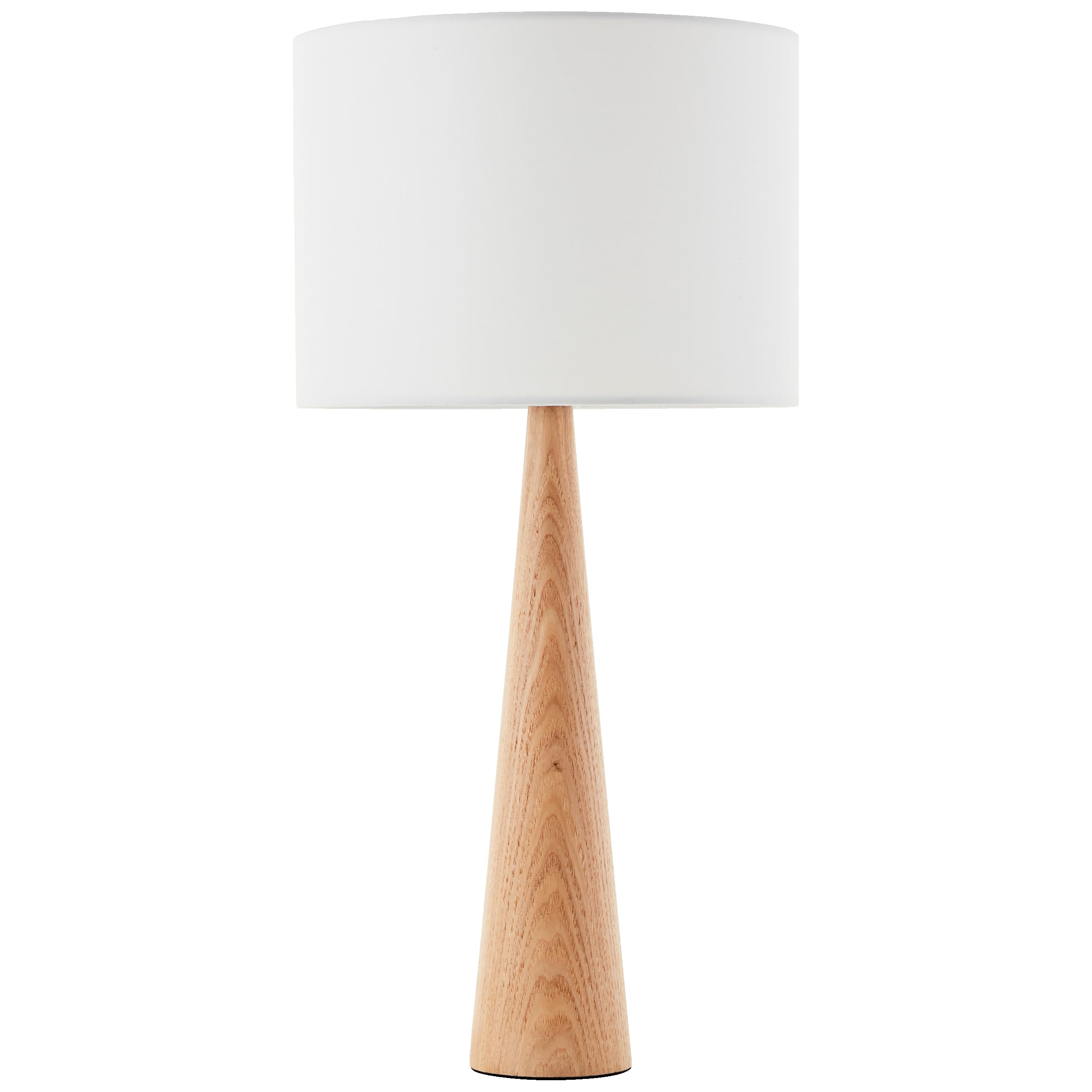 Lightbox Nacht-Tischlampe | Ø 25 cm | Tischleuchte mit Wipp-Schalter & Basis aus Holz & weißem Stoff Lampen-Schirm | E27 Fassung | Schlafzimmer-Lese-Lampe aus Holz/Metall/Textil in Weiß/Hell-Braun