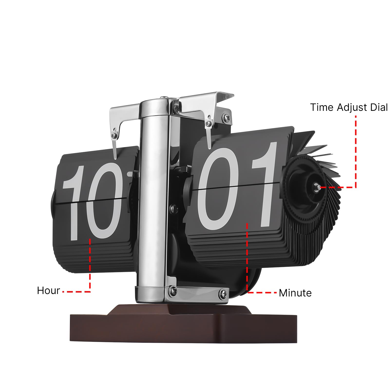 Retro-Flip-Uhr, Vintage-Tischuhr, Digitale Flip-Down-Uhr, Digitale Retro-Flip-Down-Uhr, kleine Uhr mit Holzsockel, Geschenkideen, Coole Dinge für Zuhause, Zimmer, Büro