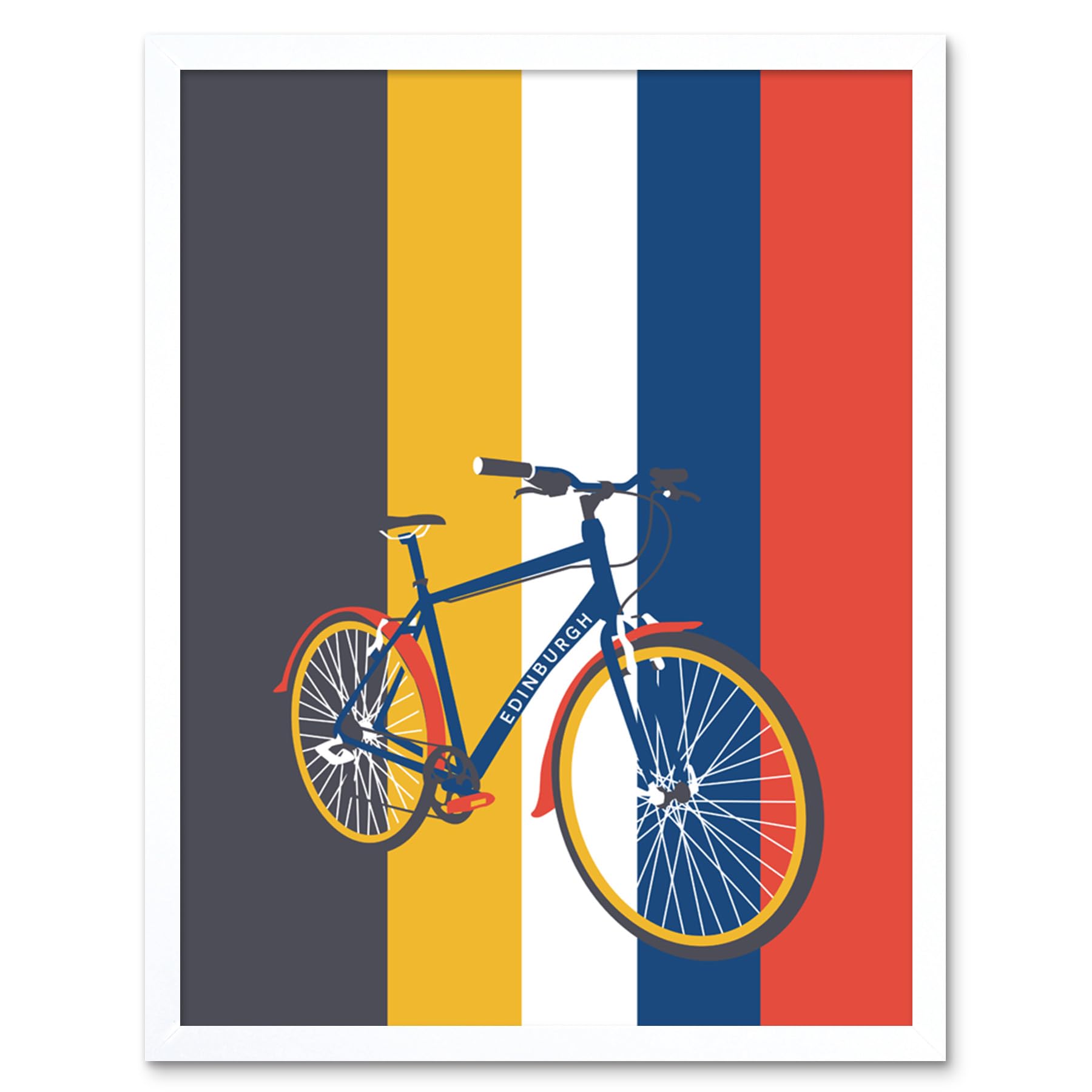 Wee Blue Coo Edinburgh Transport Bicycle Art Print Framed Poster Wall Decor 12X16 Inch