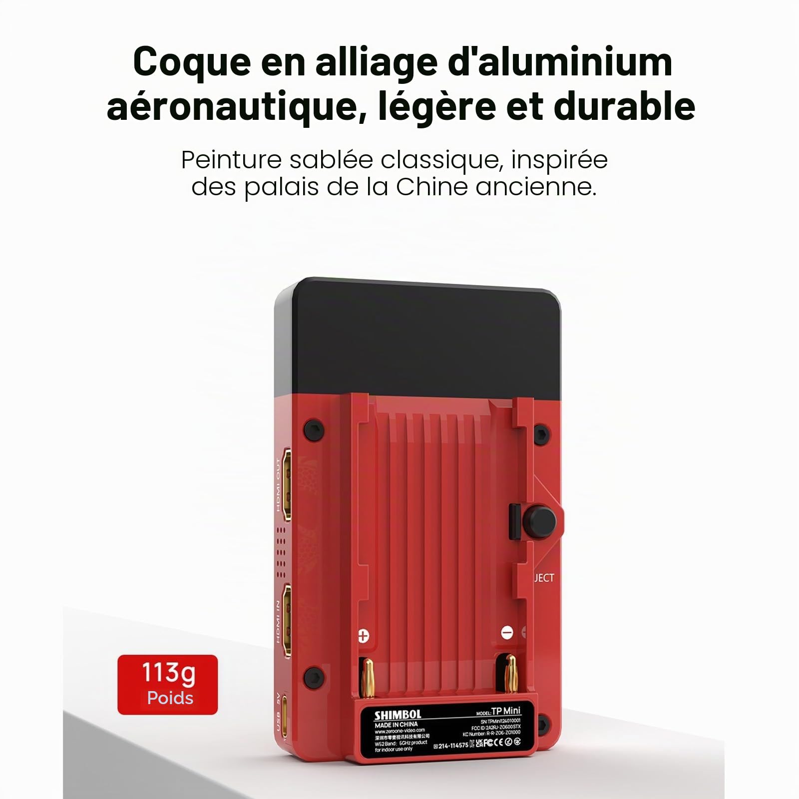 Shimbol Tp Mini avec Batterie Npf-550 Et Kit De Chargeur, Système De Transmission Vidéo sans Fil Hdmi De 600 Pieds, Émetteur Et Récepteur Hdmi, Latence De 0.07S