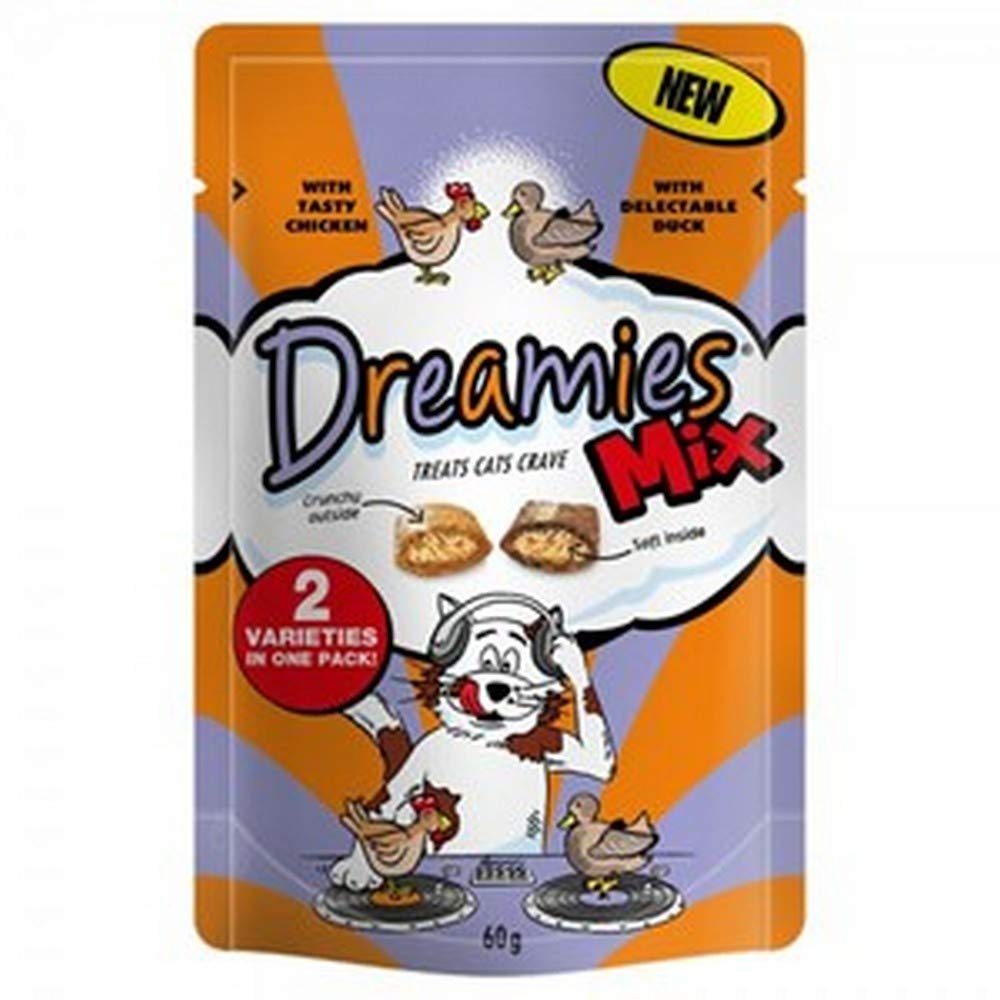Dreamies Cat snack mix with chicken and duck, pack of 6 (6 x 60 g)