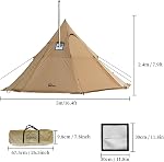 Tente chaude avec sortie pour poêle 4-8 personnes Grande tente tipi pour camping en famille