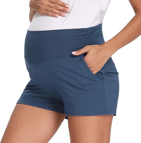 FABRACK Pantalones cortos de maternidad para mujer para salón yoga entrenamiento ajuste holgado embarazo pantalones cortos con bolsillos B07