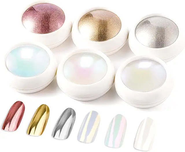 LEDSUUEI 6pcs Rose Gold Chrome Nail Powder - Metallic Mirror Glitter Effect for DIY Nail Art