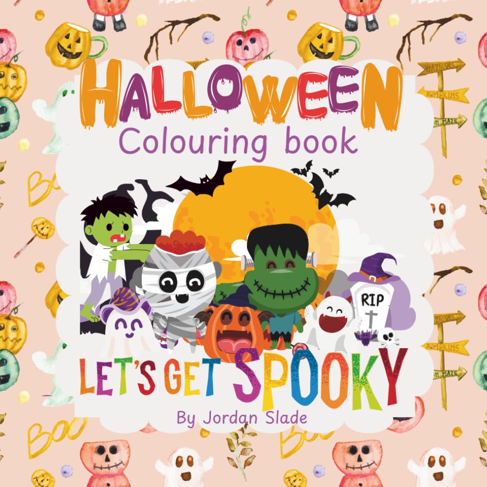 Halloween Coloring Book for Kids Ages 3-10: Fun and Easy Spooky Scenes with Witches, Bats, and Pumpkins