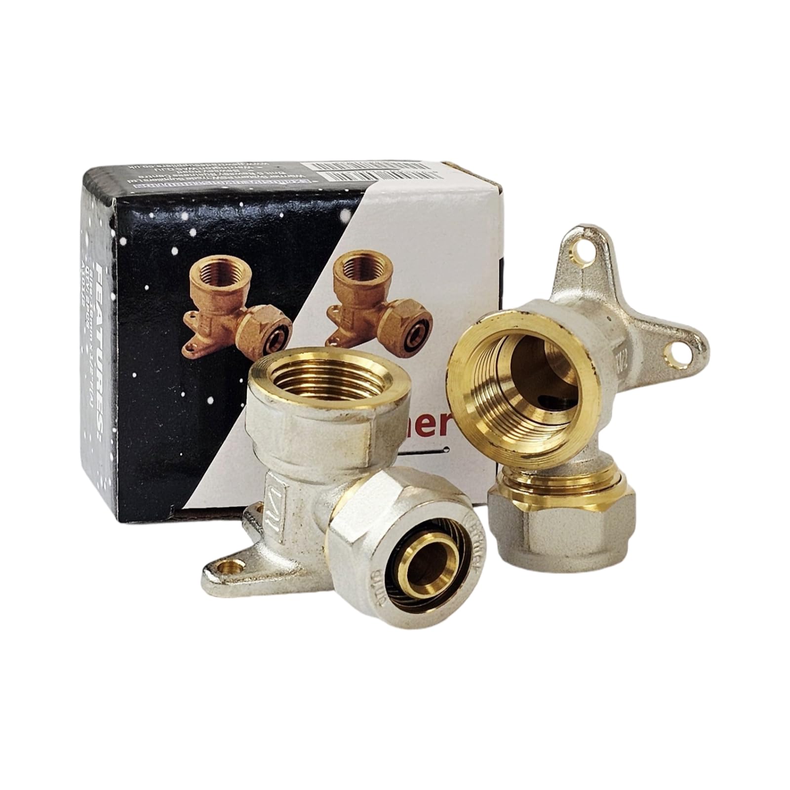 Wrmer System 16mm x 1/2" Wall Plate Elbow Female Compression Fitting for Plumbing Connections Pack of 2
