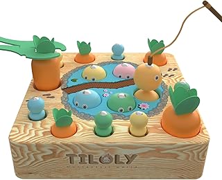 Wooden Montessori Toys for 1 Year Old Boy & Girl - Magnetic Fishing Game & Carrot Sorting Toys for Toddlers 1-3, Educational Toys for 1 Year Old, Learning Toys for 1 Year Old, Gifts for 1 Year Old