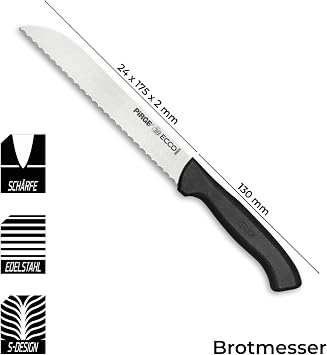 Pirge Ekmek Bıçağı Ecco 38024 17,5cm Siyah