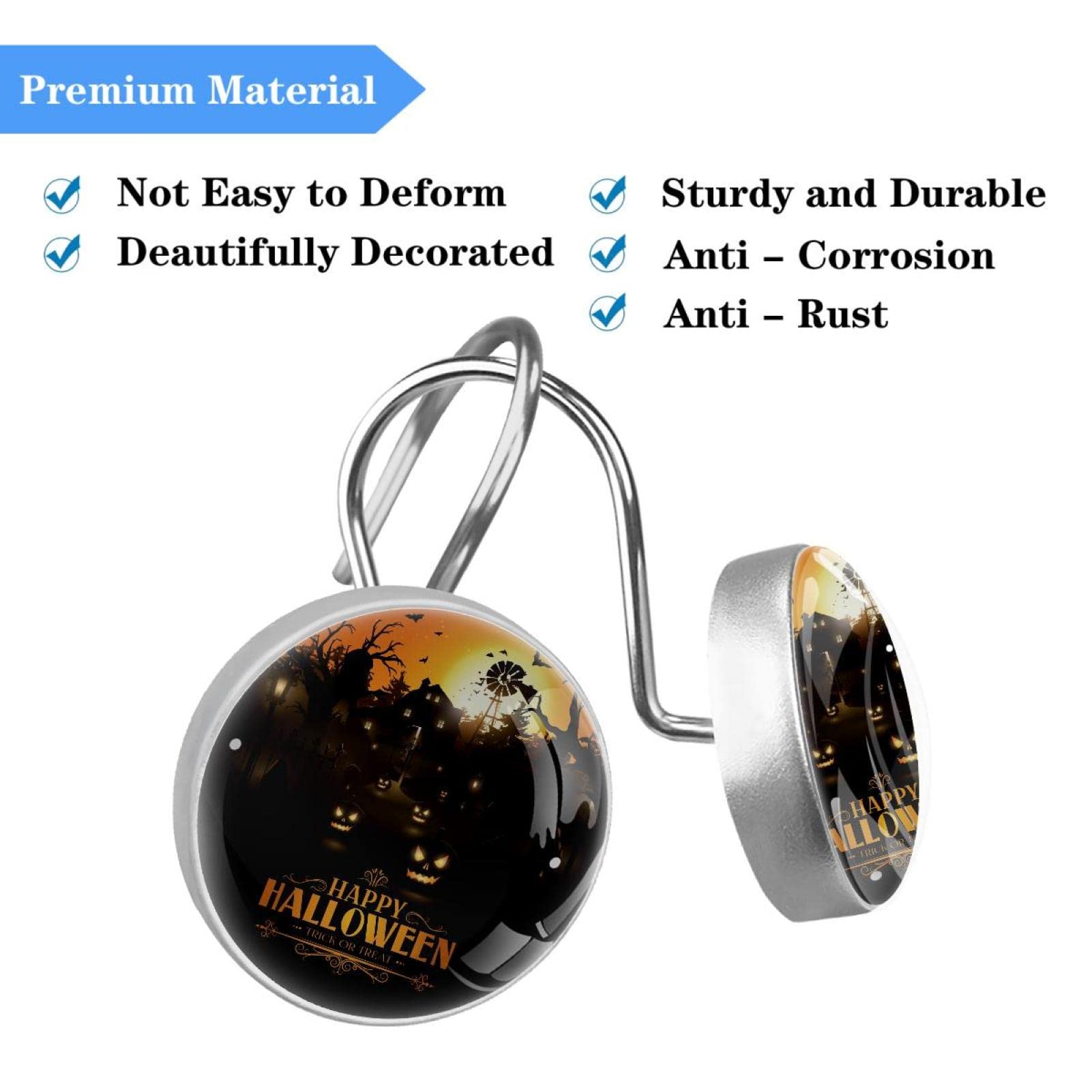 Set 12 Ganci Tenda Doccia Halloween - Ganci Cranio Decorativi Per Bagno