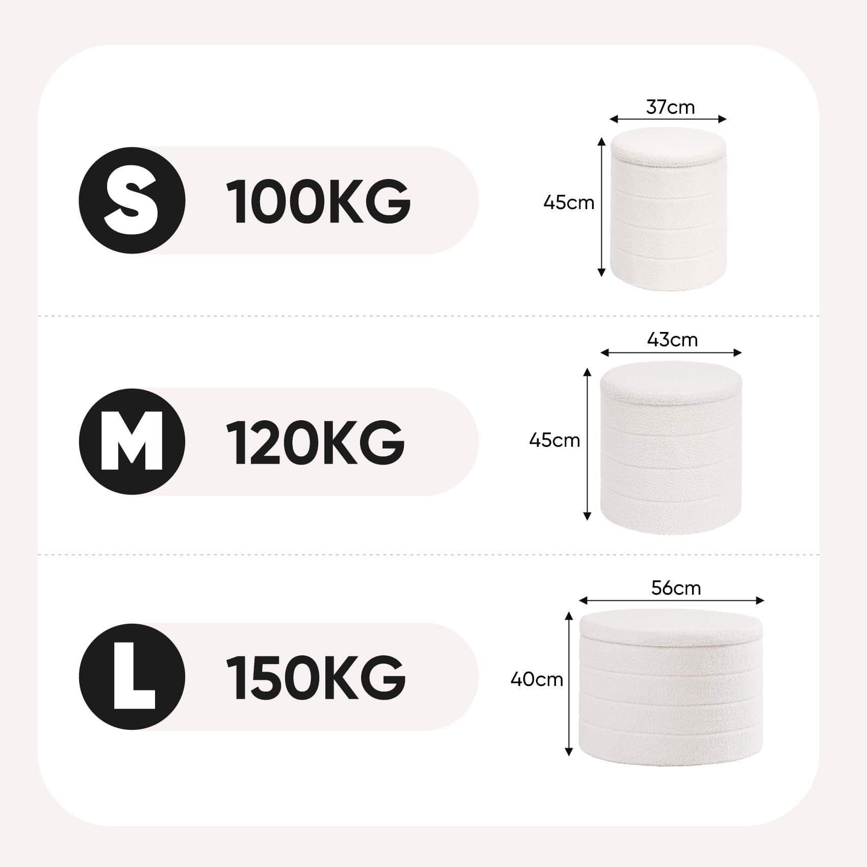 Bonlife Pouf Contenitore, Portaoggetti Piccolo Baule, Poggiapiedi Pieghevole Cubo, Cassapanca, per Ingresso, Soggiorno e Camera da Letto, Bianco, 37x37x45 cm