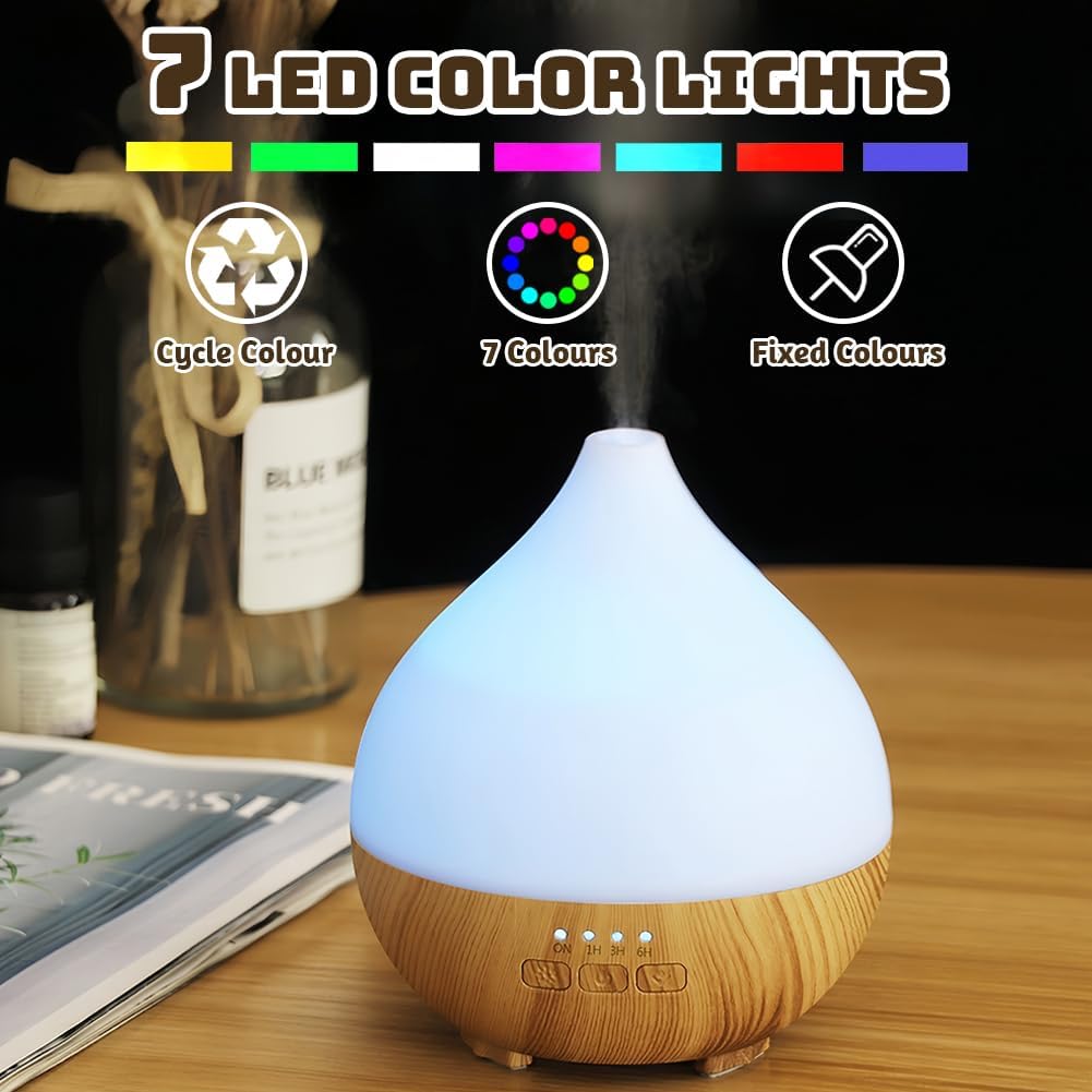 flintronic Diffusore di Oli Essenziali, 100ml Ultrasuoni Diffusore di Aromi Umidificatore Ambiente, Con LED a 7 colori, per Camera da Letto, SPA, Ufficio, Neonato
