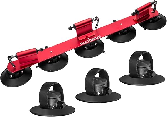 ROCKBROS Sucker Bike Rack for Car Roof Suction Cup Bicycle Carrier Quick Release Aluminium Alloy Roof Rack for 3 Bikes