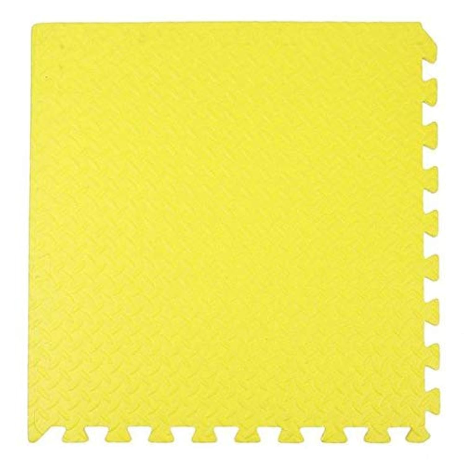 RBWTOYS Interlock EVA Foam Floor Mat 100cmx100cmx3cm Blue Color Plain Exercise Puzzle Mat for kids Activity (Yellow)