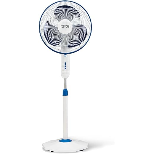 Polycab Aery 400mm Oscillating Pedestal Fan For Home, Office | Aerodynamic Blades with cutting edge design | 100% Copper Winding Motor | 2 Years WarrantySky Blue