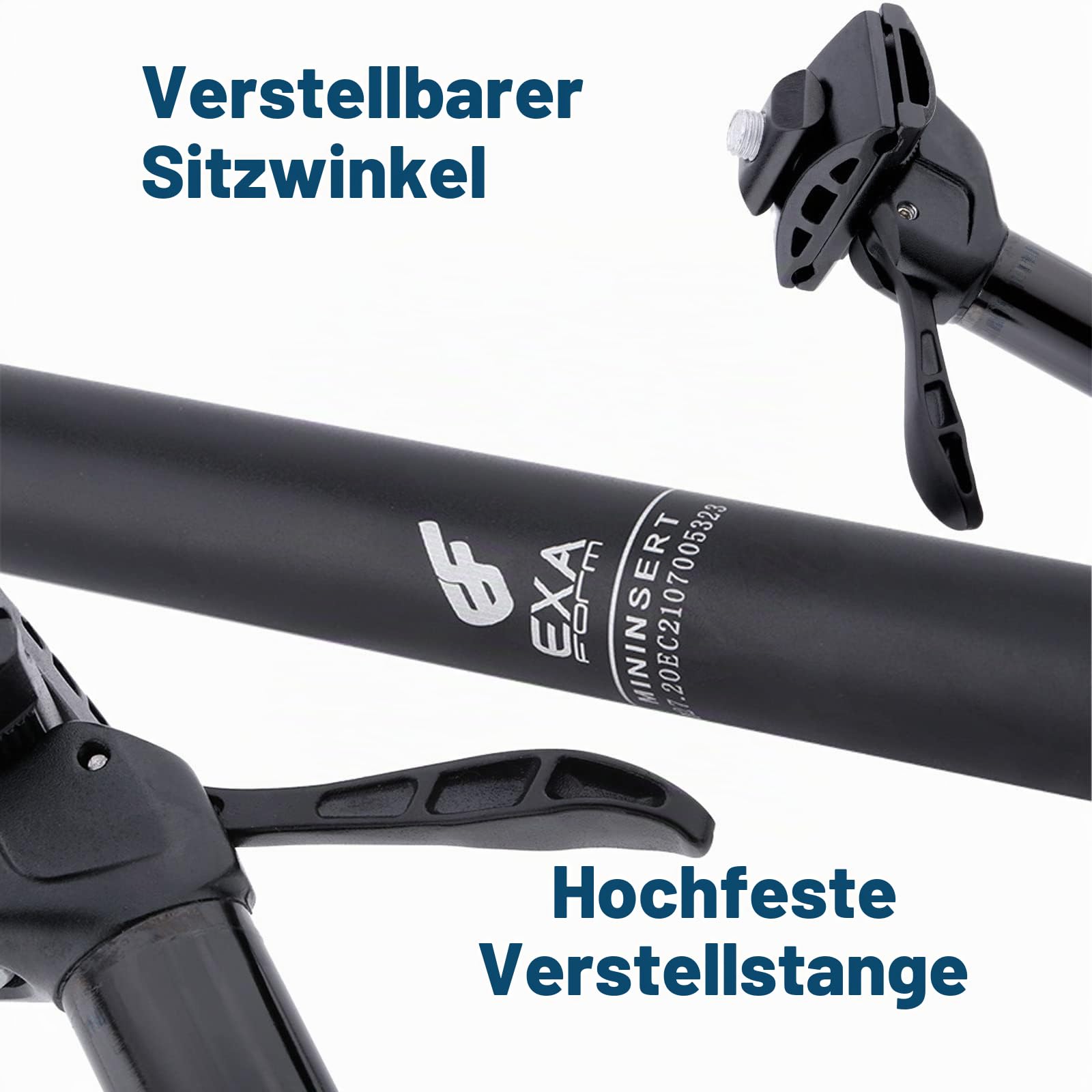 EXA Form Hydraulische Dropper Sattelstütze, 27,2 mm/30,9 mm/31,6 mm, kabellos, 100 mm/120 mm/125 mm/150 mm, Reise-Tropfstange für MTB/E-Bike/Rennrad
