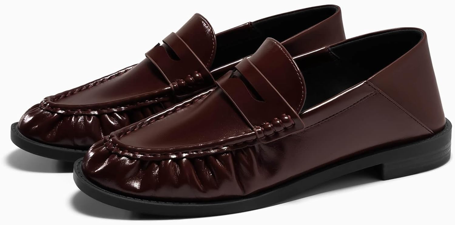 Coutgo Penny Loafers for Women Comfortable Slip on Shoes Collapsible Heel Closed Toe Dressy Casual Work Flats - Image 4