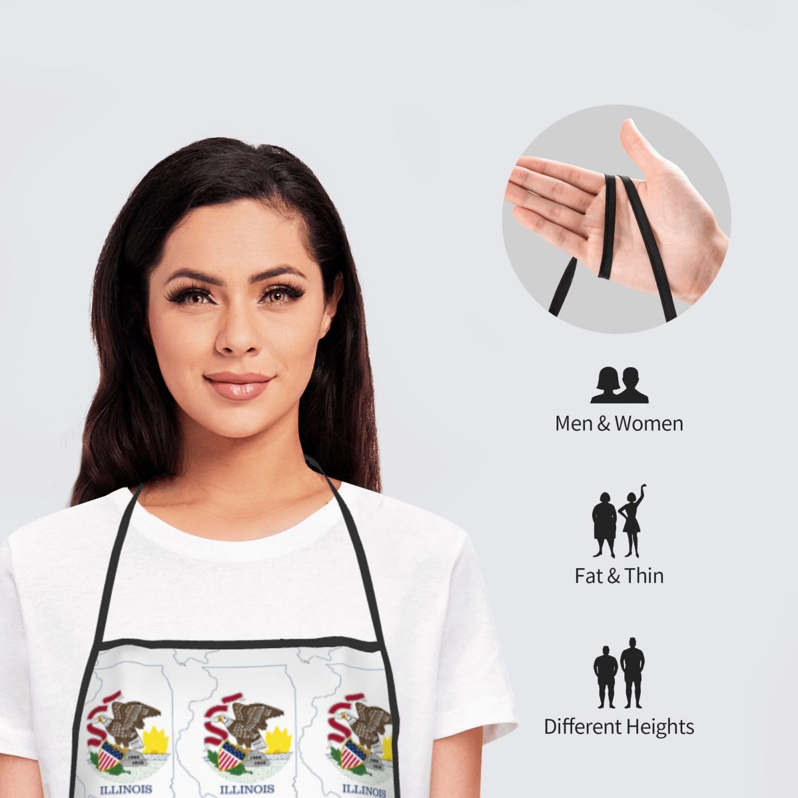 Tablier de cuisine unisexe avec emblème national de l'Illinois, doux et confortable pour homme et femme