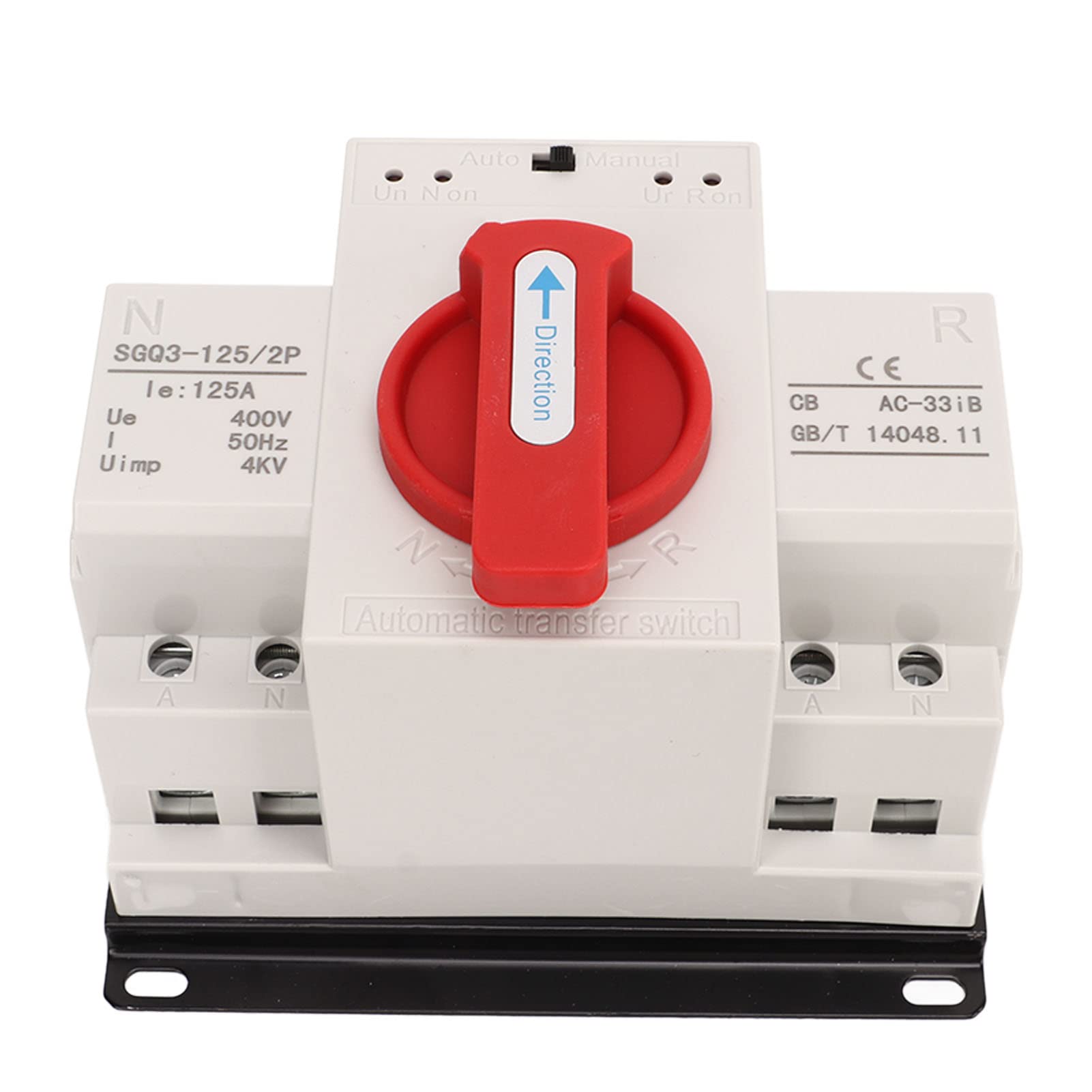 Effizienter Automatischer Dual-Power-Transferschalter, Langlebiger 125-A-Generator-Umschalter für Industrielle Anwendungen, Roter Griff