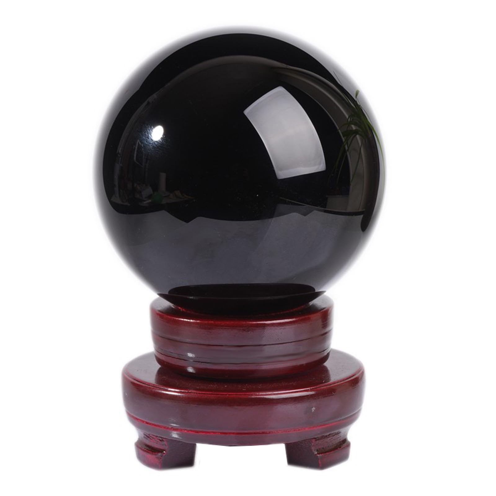 AARTERZZA Obsidian Crystal Ball with Stand, Quartz Gemstone Sphere for Feng Shui Divination Home Decoration Gift,15cm/5.9in