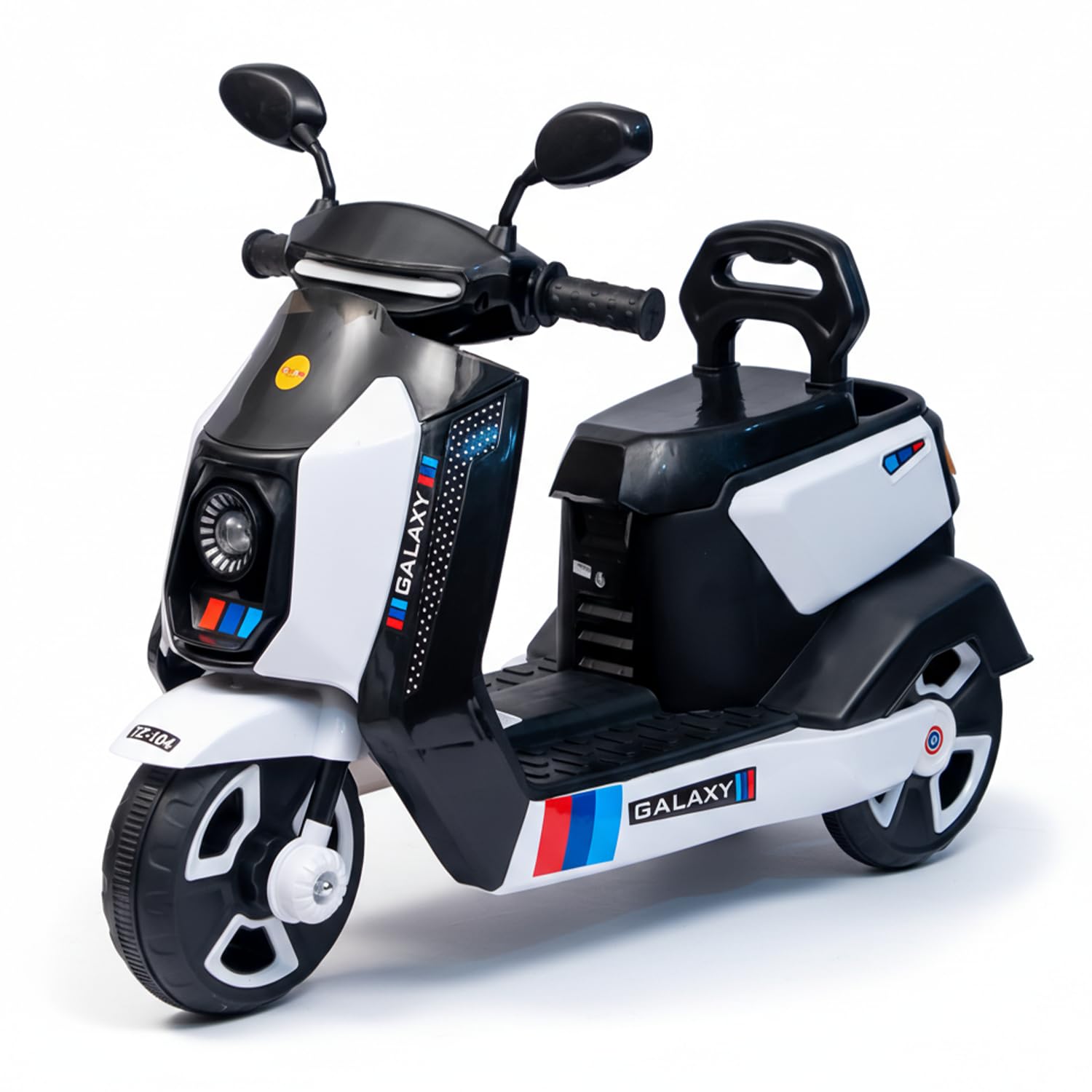 Toyzone Galaxy Kids Electric Scooty (White) | 6V 4.5Ah Battery Rechargeable Scooter | Music & Colourful LED Lights | Smooth Acceleration | 6 Months Battery Warranty | for Kids 3-8 Years, Upto 35 Kgs 3