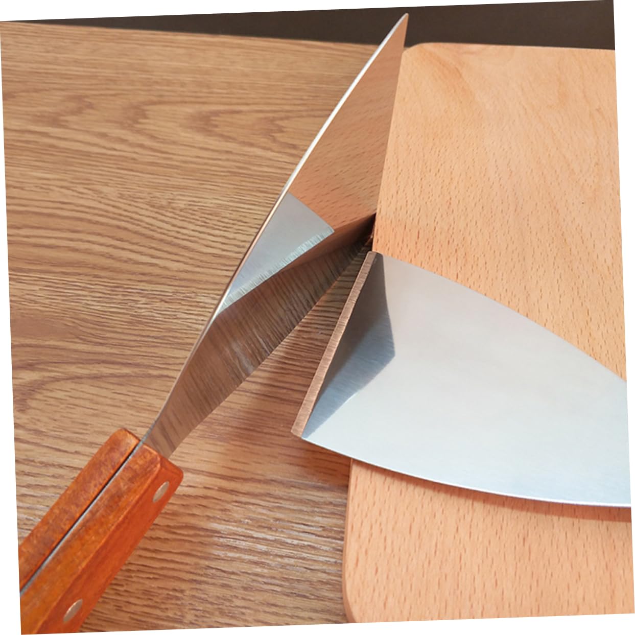 FUNOMOCYA Set of 2 Stainless Steel Cake Scrapers Wooden Handle Versatile for Pizza Steak Pancake Large Small