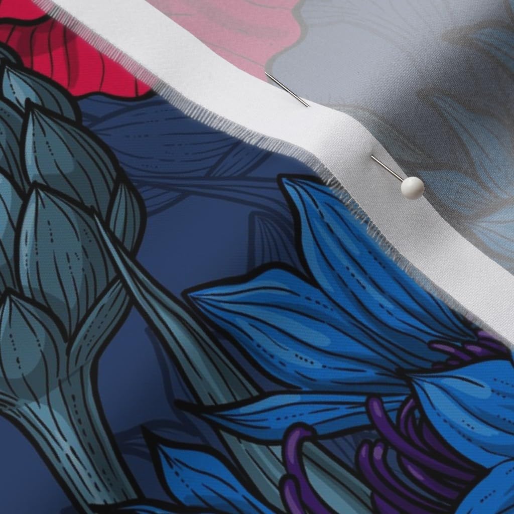 Spoonflower Fabric - Maximalist Floral Saturated Flowers Botanical Wildflower Rich Bold Printed on Organic Cotton Sateen Fabric by The Yard - Sewing Quilting Apparel Home Decor