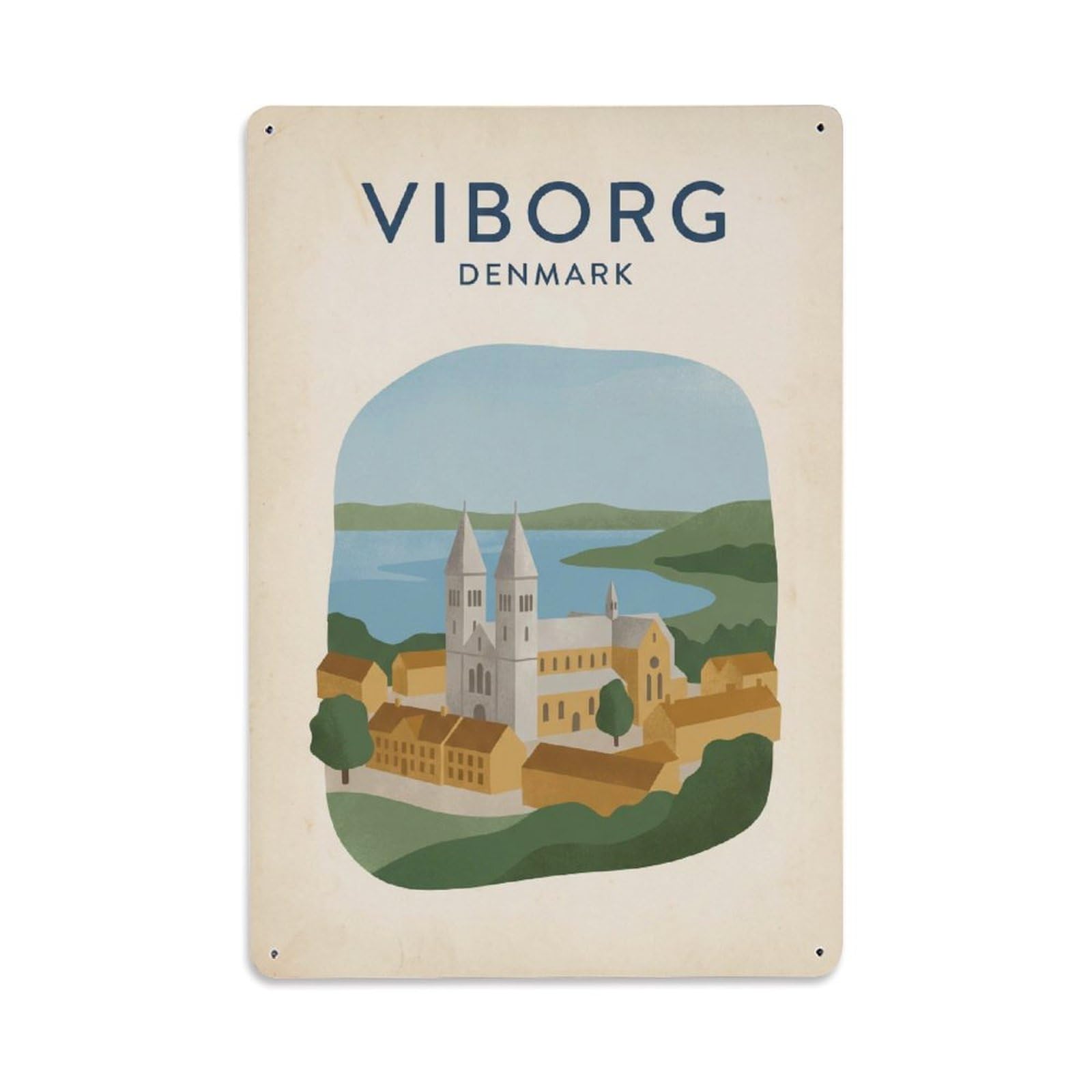 Metal Tin Sign Denmark Viborg Travel Retro