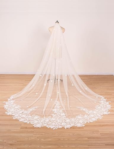 Miniatura 2 de 1 T 3 4 5M largo encaje perla boda velo nupcial