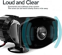 Vista 2 de Zone Tech sistema eléctrico de micrófono con amplificador de potencia y sonido de tráfico/sirena de ambulancia, alarma de incendio, bocina, sonidos