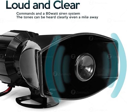 Miniatura 2 de Zone Tech sistema eléctrico de micrófono con amplificador de potencia y sonido de tráfico/sirena de ambulancia, alarma de incendio, bocina, sonidos