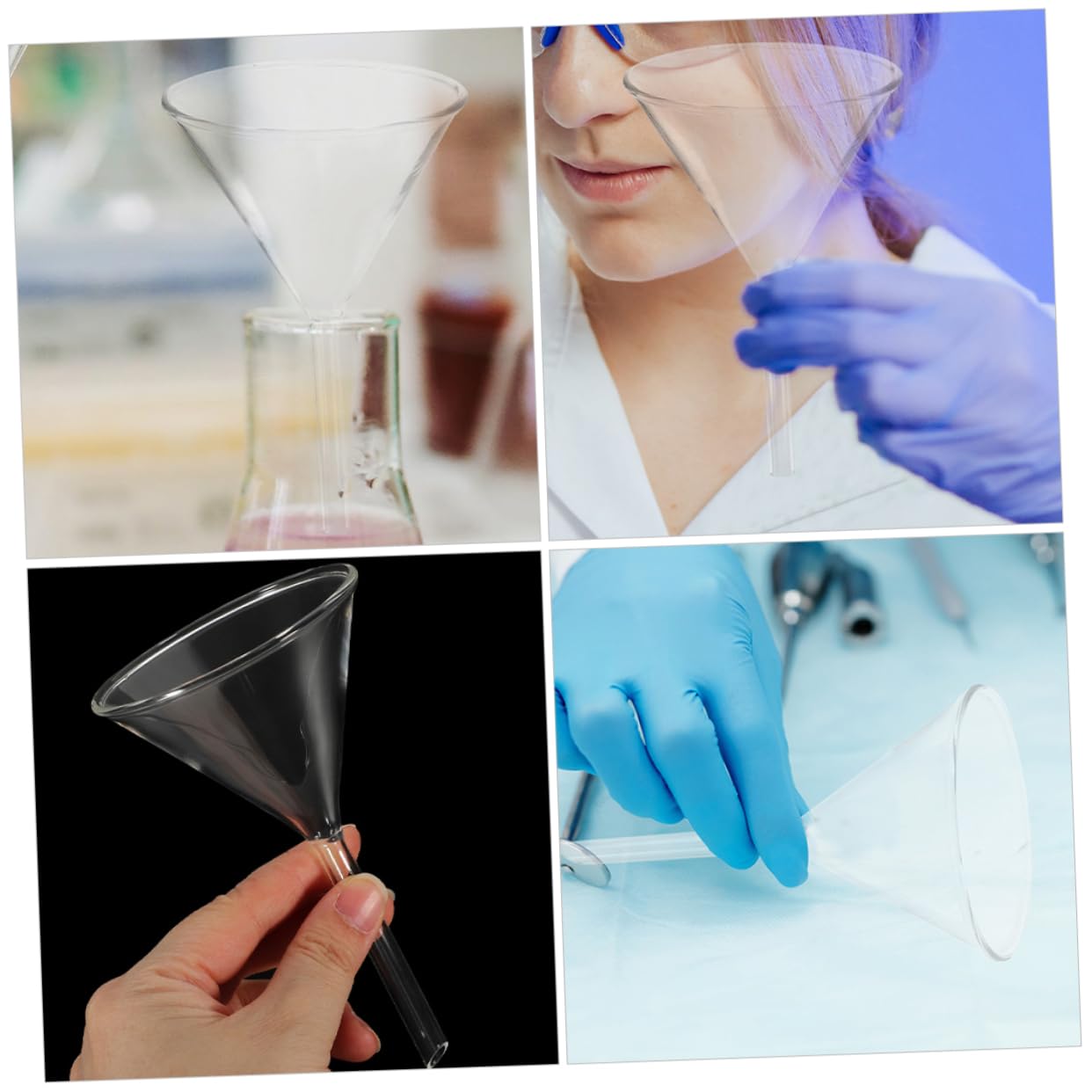 Cabilock 8pezzi Imbuto in Vetro Trasparente Per Laboratorio Stelo Dimensioni Variabili Imbuto Di Riempimento Scientifico Filtrante Da Laboratorio