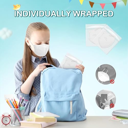 Miniatura 9 de X-AOKOS Mascarillas KN95 para niños, paquete de 20, máscaras protectoras desechables con cintas elásticas ajustables para las orejas y almohadilla